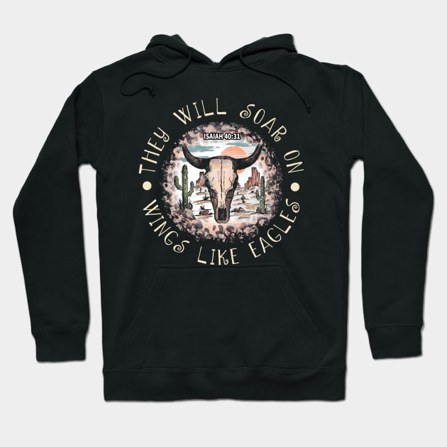 They Will Soar On Wings Like Eagles Cactus Bull Desert Hoodie by Maja Wronska